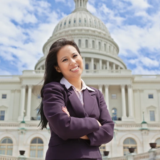 Woman at the government building