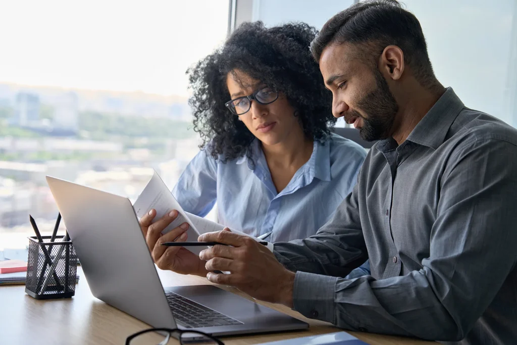 People reviewing contract